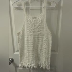 Crochet knit white sleeveless top